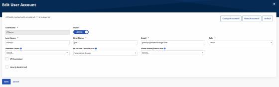 Edit User Account page
